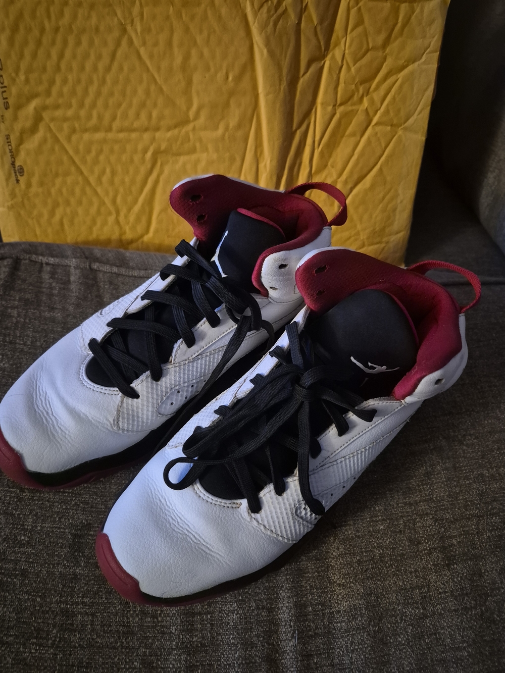 Men's White and Red Athletic Sneakers - Jordans